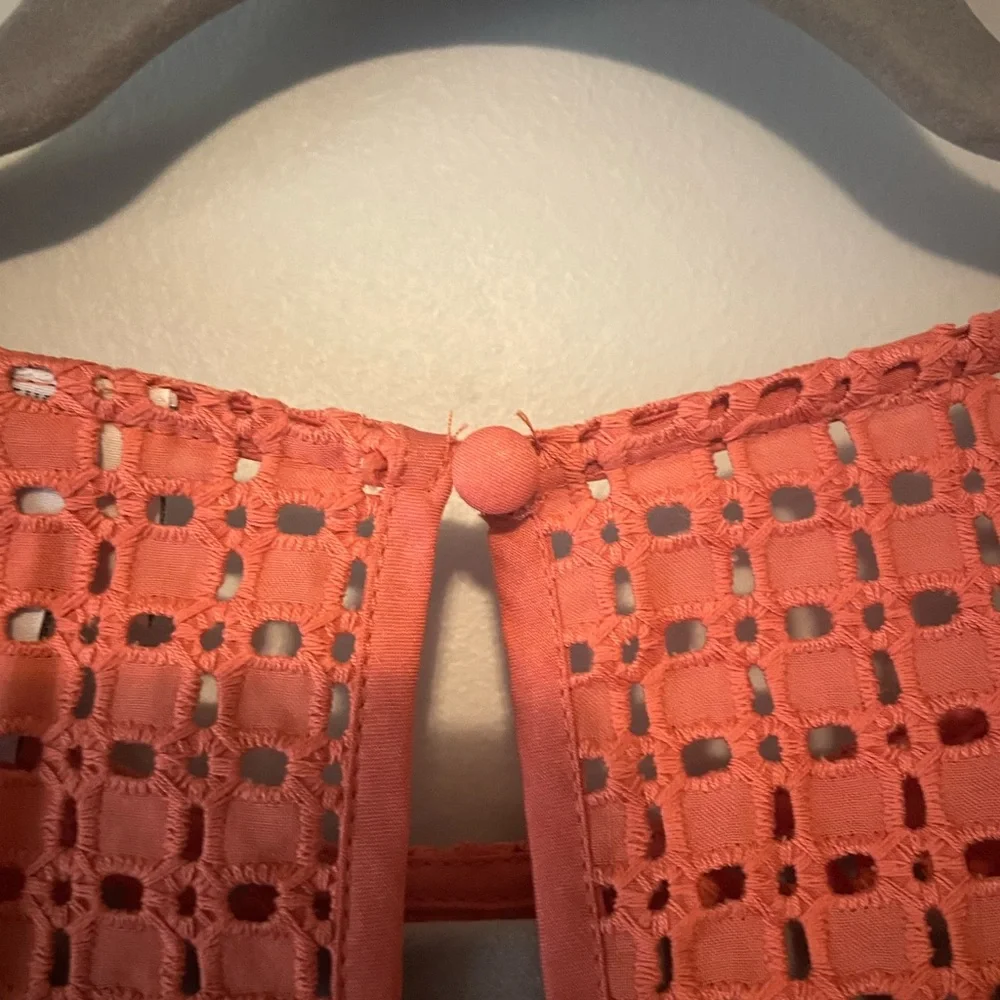 A New Day Women's Coral Eyelet Short Sleeve Top